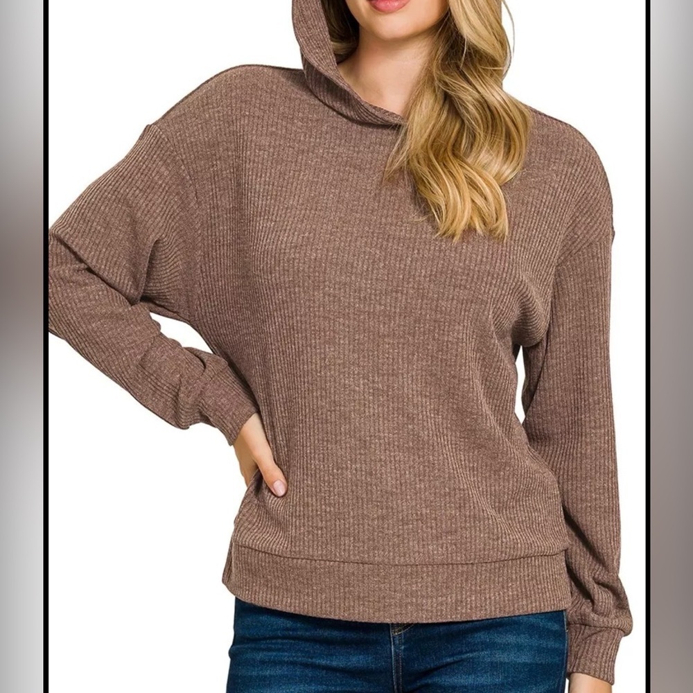 Zenana Ribbed Hoodie